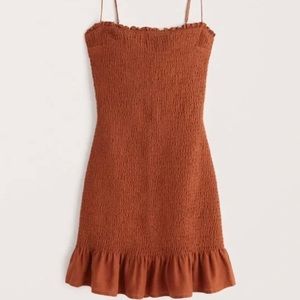 Abercrombie & Fitch Burnt Orange Smocked Dress - Size XS